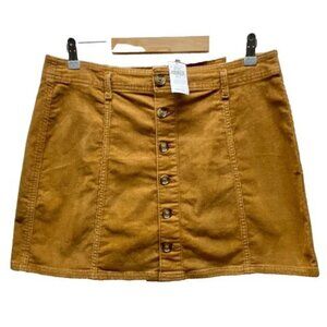 American Eagle Women's Skirt Corduroy Size 12 Golden Brown High Rise A-Line NWT